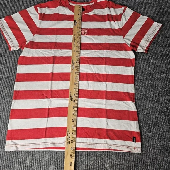 Vans Shirt Mens Large Red White Striped Graphic Skateboard Tee - Picture 8 of 10